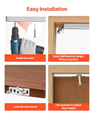 Image of VEVOR Sliding Pocket Door Hardware Track Kit, 56.73 inch Pocket Door Track Kit with Soft Close Mechanism for Smooth and Quiet Sliding, Easy to Install, for 1 inch to 1 3 /4 inch Thickness 30 inch Width Single Door