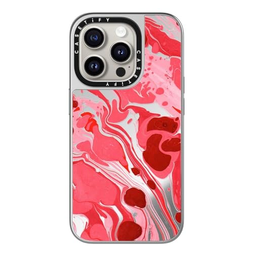 Coque miroir iPhone 15 Pro CASETiFY protection 1,5 m compatible MagSafe argent framboise