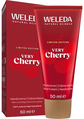 WELEDA Bio Very Cherry Handcreme Limited Edition – Naturkosmetik Sheabutter Handpflege Creme verwöhnt trockene Hände – Natürliche Hand Care Pflegecreme mit Kirsche Duft (vegan, 50ml)