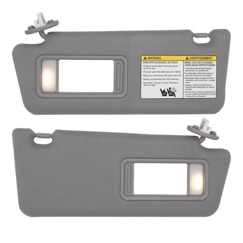 NHILES Driver & Passenger Side Sun Visor Replacement Fits for Toyota Tacoma 2005-2015 Sunshade with Light 7432004210B0 7431004120B0 Color Gray