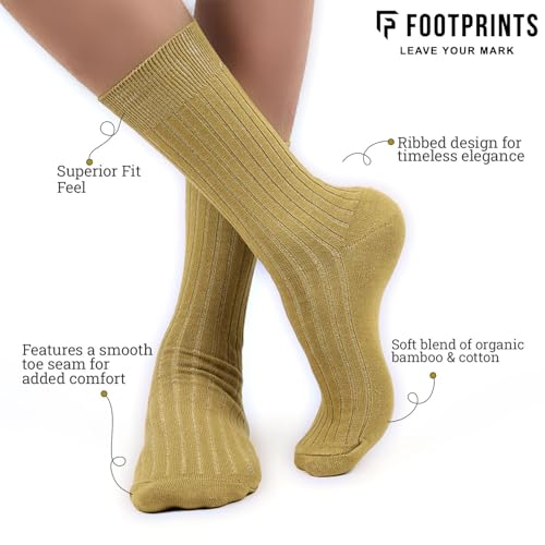 Image of FOOTPRINTS Men Modern Premium Bamboo Supersoft Strechable Odour Control Formal Socks - Pack Of 4 Pairs - Black- Freesize(7-11)