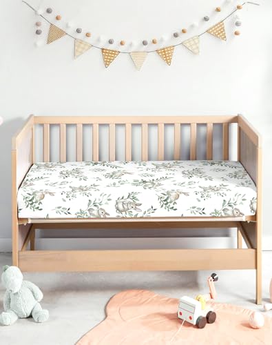 Image of Pack and Play Sheets 2 Pack, Fitted Jersey Knit Mini Crib Sheets for Baby Boys and Girls, Compatible with Graco Pack N Play and Mini Crib Mattress (Bunny Meadow, Pack N Play /Mini Crib Sheets)