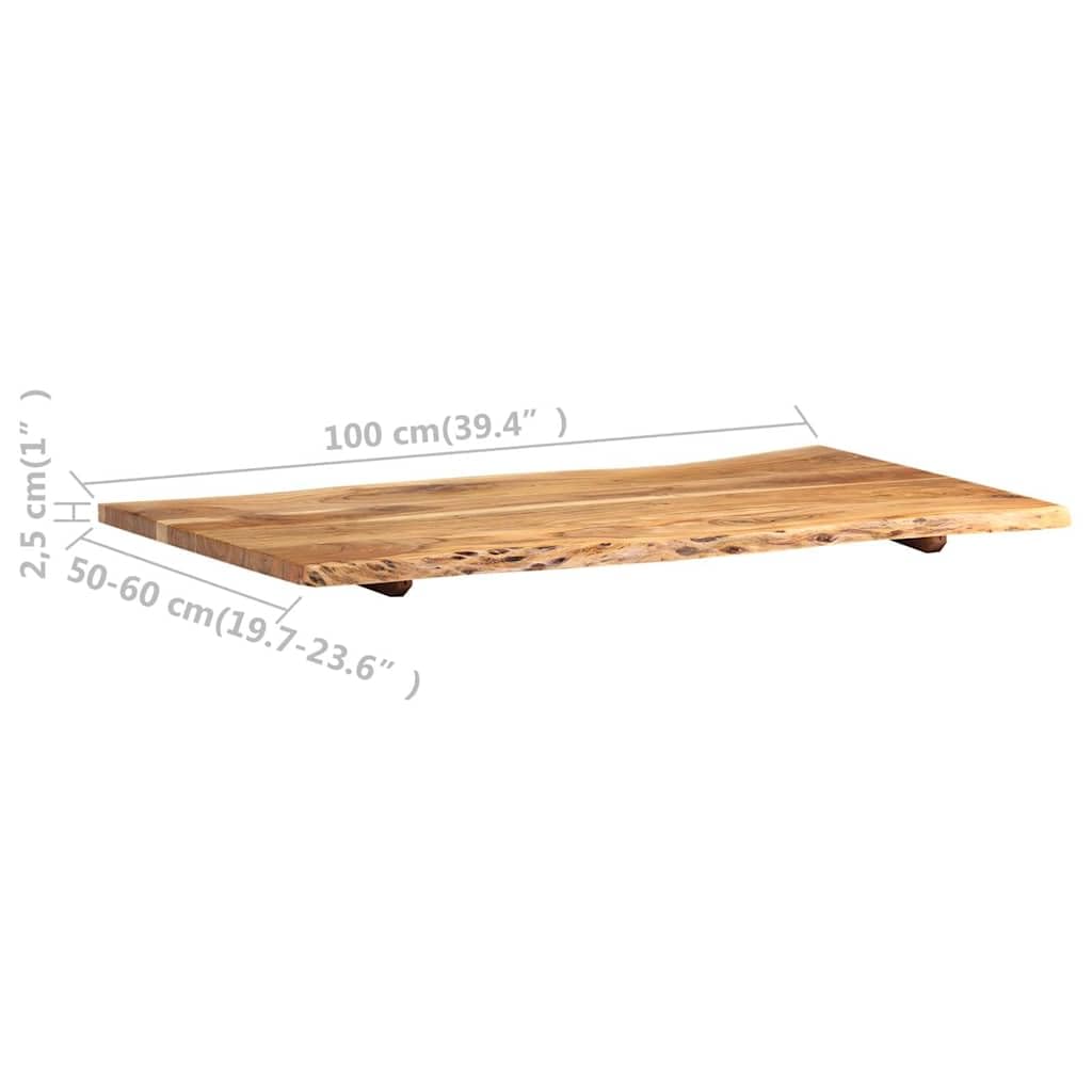 Blat z Litego Drewna Akacjowego 100x(50-60) x2,5 cm z ną Krawędzią