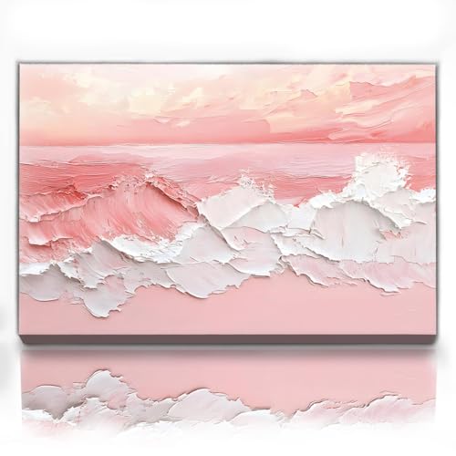 Pink and White Abstract Wall Art Prints for Living Room...