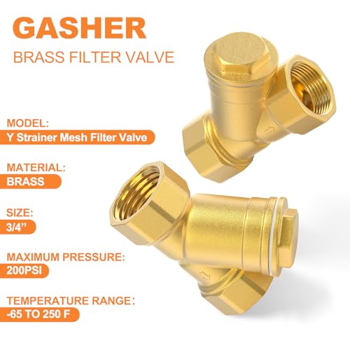 Image of GASHER 2PCS Brass 3 /4 inch Female Y Strainer Mesh Filter Valve for Water Oil Separation