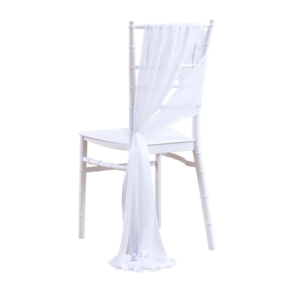 10 Stück Stuhl Husse Hochzeit Stuhlhussen Set Chiffon Stoff Stuhlbezug Stuhlschärpen Dekostoff Stuhl Band Stuhlhusse Dekoration für Hochzeit Zeremonie Event Party Weiß
