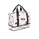 Separación de compartimentos secos y húmedos: si tienes ropa o toallas húmedas, puedes ponerlas en esta bolsa deportiva. Un compartimento separado con cremallera en la parte inferior se utiliza para almacenar zapatos o suciedad. Puede hacer que tu bolsa de lona esté más organizada. El diseño de doble cierre de cremallera hace que sea fácil de sacar y poner cosas.