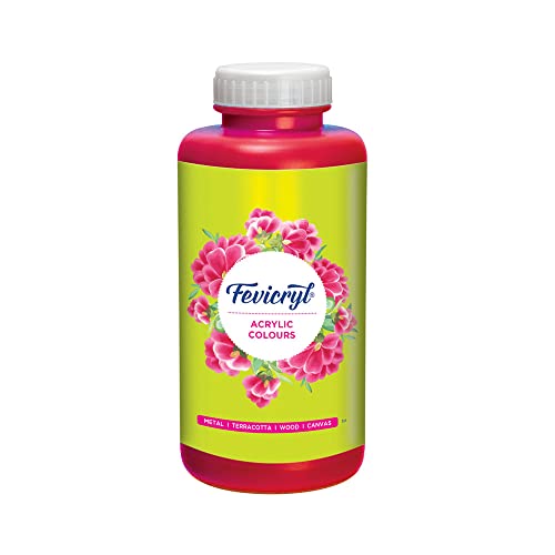 Image of Fevicryl Acrylic Colour (Crimson, 1litre) for Art and Craft Paint, Canvas, Wood, Leather, Earthenware, Metal