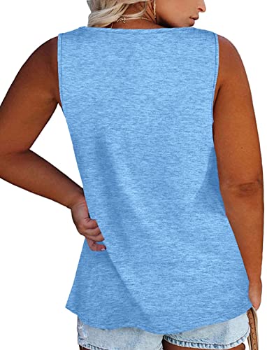 Image of Womens Plus Size Tank Tops Summer Button Down Henley Shirts Sleeveless Tops