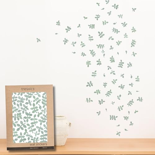 TRESXICS Pegatinas Pared Decorativas Hojas Acuarela, 80 Piezas, Vinilo Adhesivo Pared Original y Duradero, Efecto de Papel...