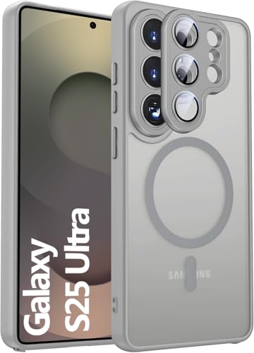 Image of Elzzi Magnetic for Samsung S25 Ultra 5g Case, Upgraded [Full Camera Protection] [Compatible with Magsafe] [Translucent Matte] Shockproof Protective Phone Case for Men & Women - Grey