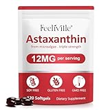 Astaxanthin 12 mg – 120 Softgels Weichkapseln Astaxanthin für Männer und Frauen – Aus Haematococcus Pluvialis-Mikroalgen gewonnen – 4 Monatsvorrat – Nicht gentechnisch verändert, GMO-frei (1)