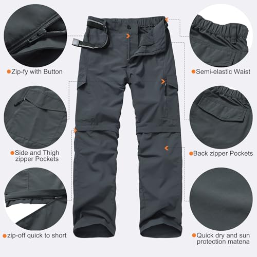 Mens Hiking Pants Quick Dry Lightweight Fishing Convertible Zip Off Safari Trousers3