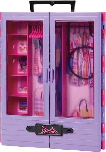 Image of Barbie Fashionistas Ultimate Closet Accessory, Translucent Doors, Storage Spaces, Fold-Out Rack, 6 Hangers, Great Gift for 3 Years Old & Up