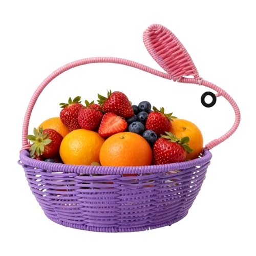 Cestas De Ratán De Almacenamiento – Organizador Decorativo Con Asa De Conejito De Pascua | Cestas Tejidas Multiusos Para Decoración Del Hogar, Cocina, Despensa, Dormitorio, Guardería, Granja, Mesa, Es