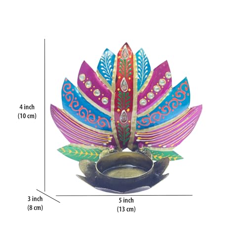 Hand-Painted Iron Tealight Candle Holder | Vibrant and Sturdy Decorative Accent for Wall or Table | Ideal for Entryways, Living Rooms, Patios, and Gardens | 5x3x4 Inches (Style 1) — photo — 7 of 9