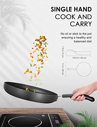 Deik Non Stick Pans for Cooking ,Nonstick Frying Pan with Xylan Safe Surface,Lightweight Induction Skillet for Home,Dishwasher Safe,PFOA free (12 Inch)-Black