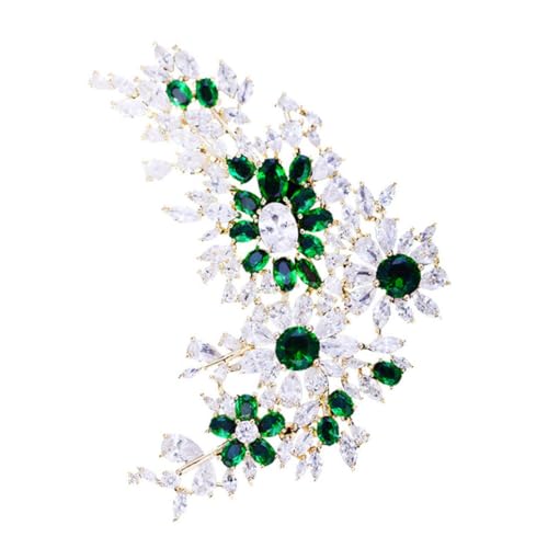 Bel accessoire pour femmes au quotidien | Broche vert et zircon tendance