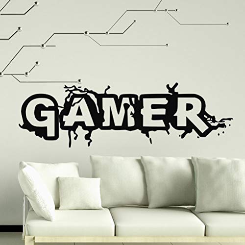 Adesivo de parede Gamer para sala de jogos, vinil, palavras de papel de parede, decoração de arte de