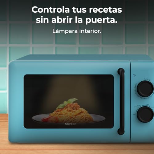 Cecotec Mechanische Mikrowelle 20L Proclean 3010 Blau. 700 W, 6 Leistungsstufen, Auftaumodus, Garzeit-Endsignal, Innenleuchte, Timer bis zu 30 Minuten, Blaues Design
