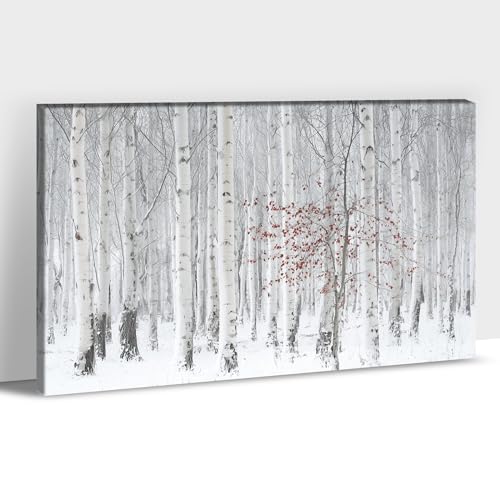 ANRUOXI Forest Birch Tree Landscape Winter Wall Art Nature Winter