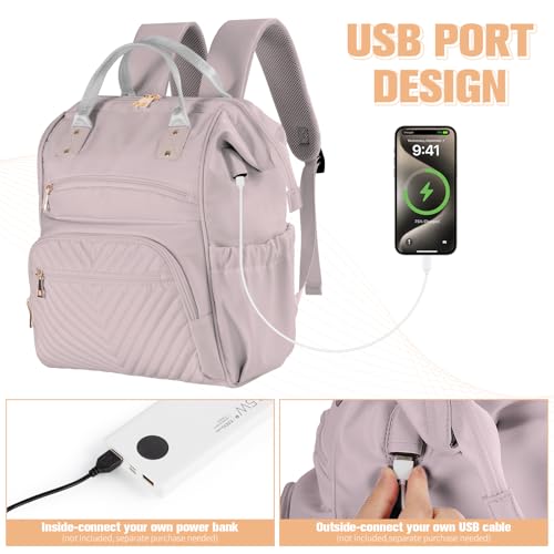 Laptop Backpack for Women, 16 Inch Fashion Computer Work Bag with USB Port, Large Capacity for Travel Business Casual, Purple4