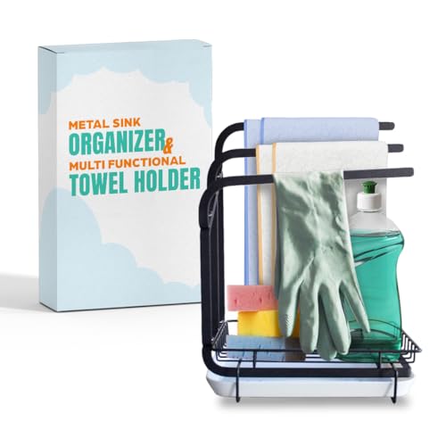 FULL OF INNOVATION Metal Sink Organizer - Multi-Functional Towel Holder,