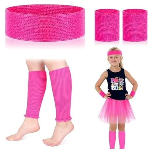 Fartoni Disfraz Años 80 Niña o Mujer O Disfraz Deportista. Disfraces Rockera O Retro 90. Con Accesorios Complementos Y Calentadores Años 80. Ideal Para Carnaval