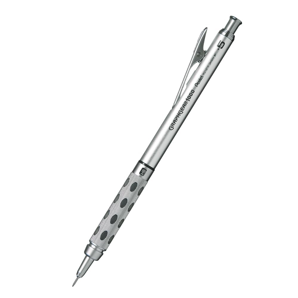 Pentel Packaged Graph Gear 1000 Automatic Drafting Pencil, 0.5mm, Grey Accents, 1 Pencil (XPG1015)