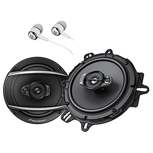 Pioneer TS-A1670F 6.5" 320 Watts Max 3-Way Car Speakers Pair Carbon and Mica Reinforced Injection Molded Polypropylene Bundled with Alphasonik Earbuds,Black