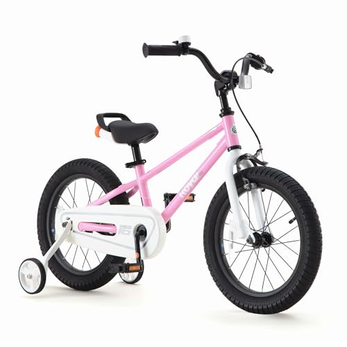 RoyalBaby Freestyle Toddlers Kids Bike Girls 12 Inch Childrens Learning Bicycle with Training Wheels for Beginners Ages 3-4 Years, Pink