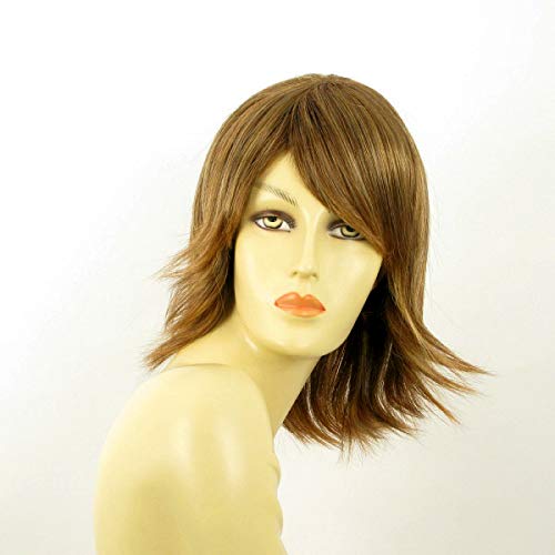 Perruque Synthétique Mi-longue Châtain Cuivré Méchée Blond - Modèle HILARY, 50cm, Neuf Avec étiquette