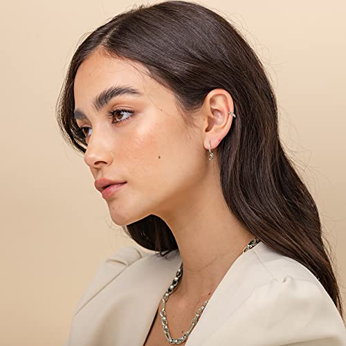 Image of PAVOI 14K Gold Plated 925 Sterling Silver Round Huggie Ear Cuff Earrings for Women | Clip On Cartilage Cuff Earrings