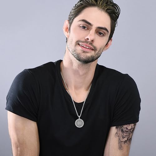 Saint Medal Necklace Sterling Silver Oval Saint Christopher/St Michael/St Benedict/Virgin Mary/Caravaca cross/Medal Pendant Protector Amulets Religious Jewelry for Men Women2