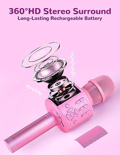 image for Amazmic Toys for Girls, Kids Karaoke Microphone Toddler Microphone for