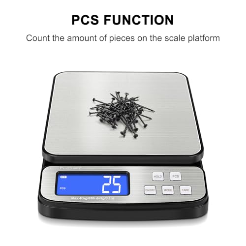 fuzion digital shipping postal scale - 88lb x 01oz stainless steel platform 5 units holdtarepcs counting easy calibration large lcd scale for packages all-in-1 shipping scale