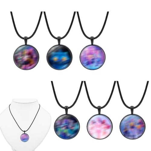 VONJUMA 6 Piezas Collares K_P0P Negro Colgantes Vidrio Personajes Fans Merch Para Cosplay Cumpleaños Regalos Mujeres Y Niñas Cuero Impermeable