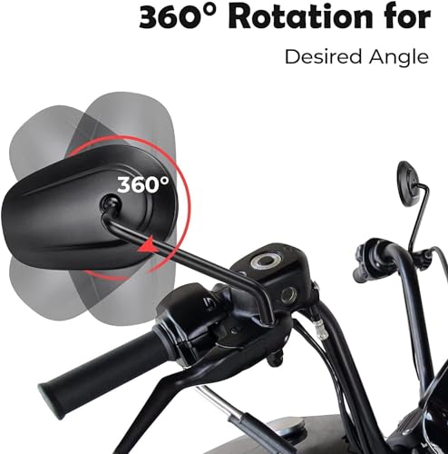 Image of Black 8mm Teardrop Rearview Mirrors for 1982-2025 Harley Davidson Sportster XL883 1200, Road king Road glide Street glide Tri glide Freewheeler Street XG500 XG750 Softail Dyna Street Bob (Black)