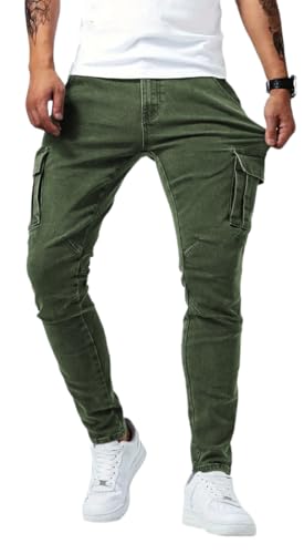 Pantalon cargo multi-poches homme stretch robuste WINKEEY jean de travail coupe droite ajustée