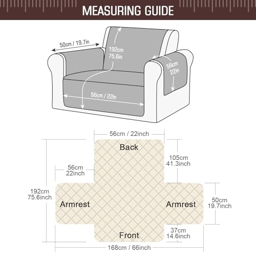 Image of TAOCOCO Sofa Slipcovers 1 Seater,Sofa Settee Covers with Storage Pockets,Non Slip Couch Covers,Washable Sofa Protector for Kids /Dogs /Pets(Chocolate)