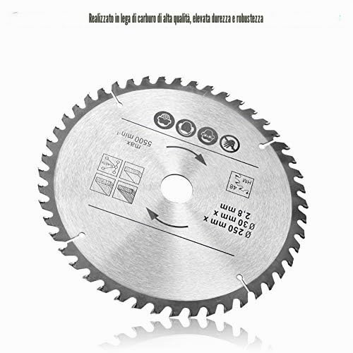2 Pezzi Lama per Circolare, 250 x 30 mm 48T e 60T per Taglio di Precisione per le Lame per Seghe Universali e per il Taglio Trasversale di Legno Naturale, Legno Duro