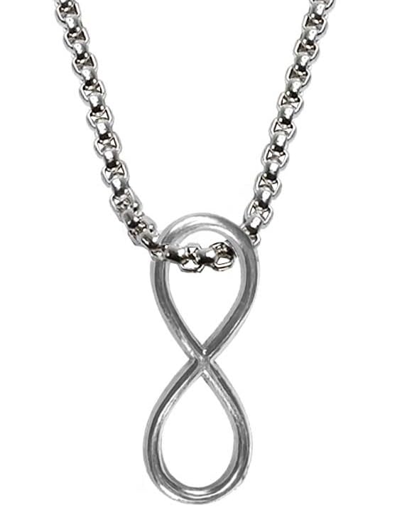 Silver Color Valentine's Day Special Stainless Steel Romantic Big Size Infinite/Infinity Charm Locket Pendant Necklace With Clavicle Chain For Men's And Boy's-image-7