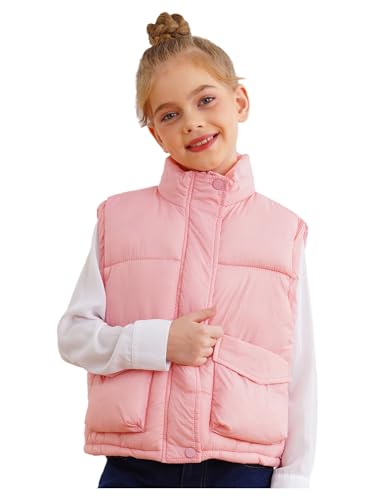 JanJean Puffer Vest Jacket for Girls Thermal Padded Overcoat Kids Sleeveless Stand Collar Lightweight Coat Outerwear2