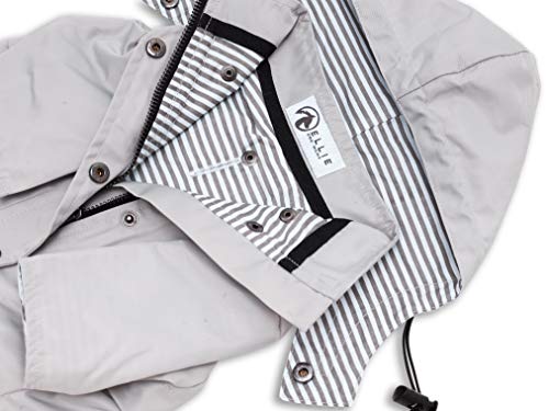 Zip Up Light Gray Dog Raincoat With Reflective Buttons, Pockets, Water Resistant, Adjustable Drawstring, Removable Hoodie - Size Xs To Xxl - Stylish Premium Dog Raincoats By Ellie Dog Wear (M) #TOP2