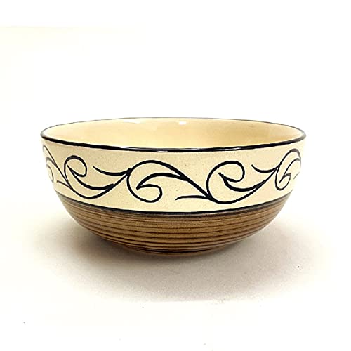 Platters™ Ceramic Serving Bowl Salad Bowl Mixing Bowl Bakeware Serveware Kitchenware 750ml Set of 1 Brown Design