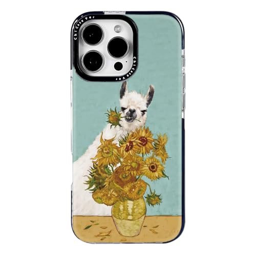 ChiCaseVer for iPhone 15 Case, Whimsical Llama & Sunflower Pattern in Van Gogh Style, Artistic Soft Slim TPU Protective Cover with Shock-Absorbing TPE Strips & Camera Lens Protection for Women