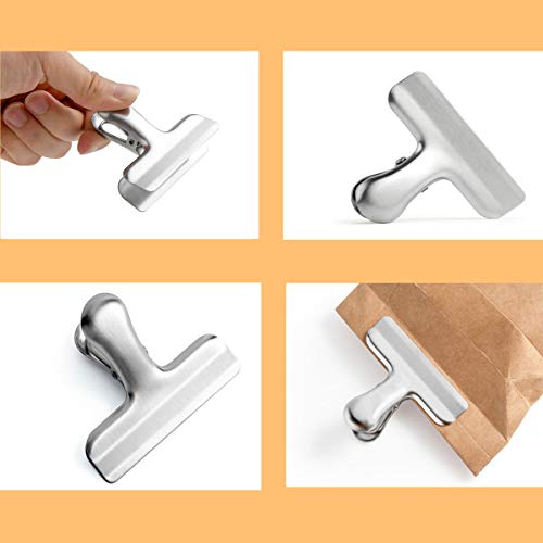 YUEMING 8 Stuks Eetentasklemmen,RVS Sluitklemmen,Multifunctioneel Brievenklemmen,Afdichtingsclip,Keuken,Freezer… - Afbeelding 5