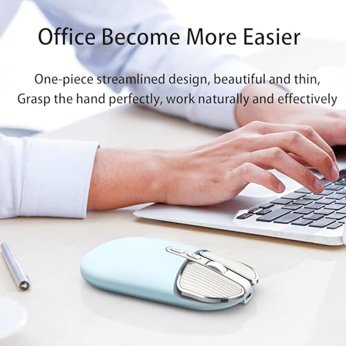 Image of KINGSTER Wireless Bluetooth Rechargeable Mouse - Silent Click, Dual Mode (BT 5.2 + 2.4GHz), Adjustable DPI (800 /1200 /1600), Ergonomic Design - for Laptop, PC, Mac (White & Multi-Color)