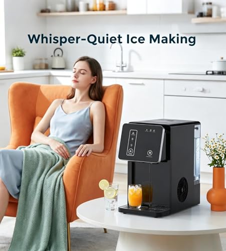 Image of Electactic Compact Bullet Ice Maker & Water Dispenser, 26lbs /24h, 6-Min, Low Water, Ice Making, and Ice Full Indicators, 3.3L Tank, 1L Bin, for Kitchen Office Party.