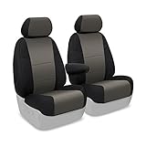 Coverking Custom Fit Front 50/50 Bucket Seat Cover for Select Honda Element Models - Neosupreme (Charcoal with Black Sides)